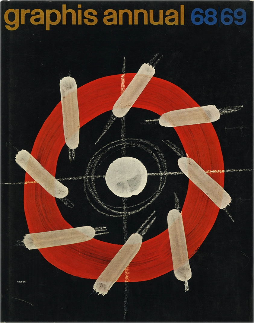 Graphis Annual ’68/69, International Yearbook of Advertising Art, Walter Herdeg, 1969, Amstutz & Herdeg, Graphis Press. Raccolta delle opere più significative nel campo del design grafico, della pubblicità, della fotografia e dell'illustrazione dell'epoca. Il volume mette in risalto i progetti più creativi e innovativi, riflettendo le tendenze emergenti e le nuove tecniche che definivano il panorama del design visivo internazionale alla fine degli anni '60.