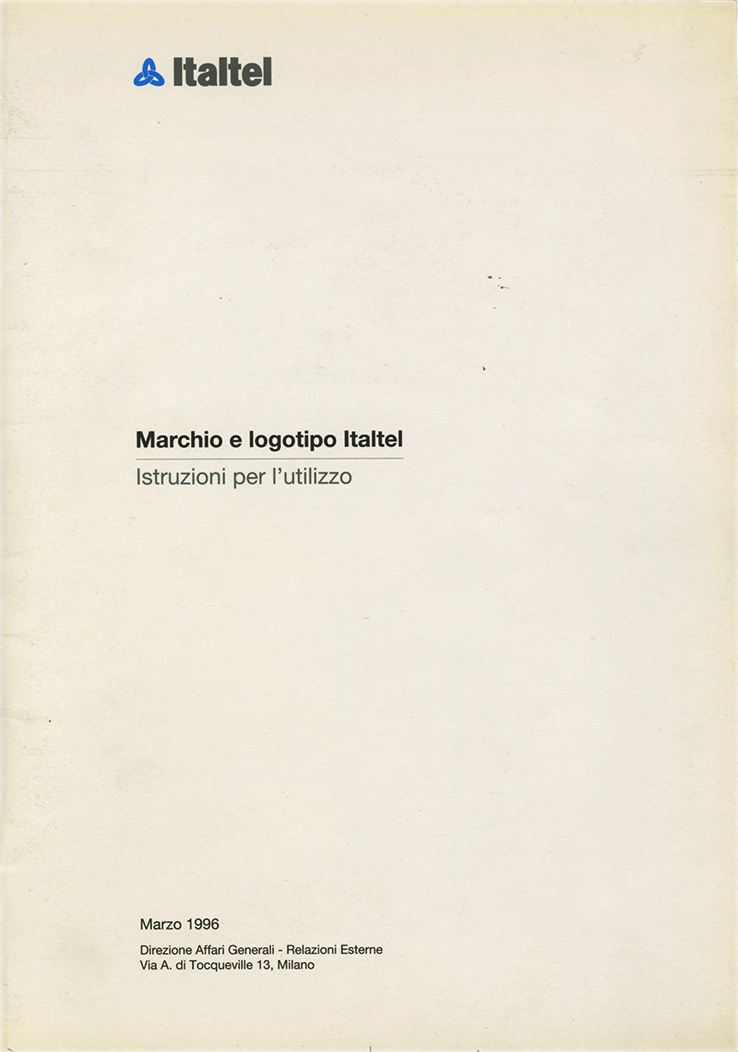 Marchio e logotipo Italtel, 1996. Manuale per il corretto uso del simbolo e del logotipo Italtel, espresso attraverso testi, applicazioni e griglie.