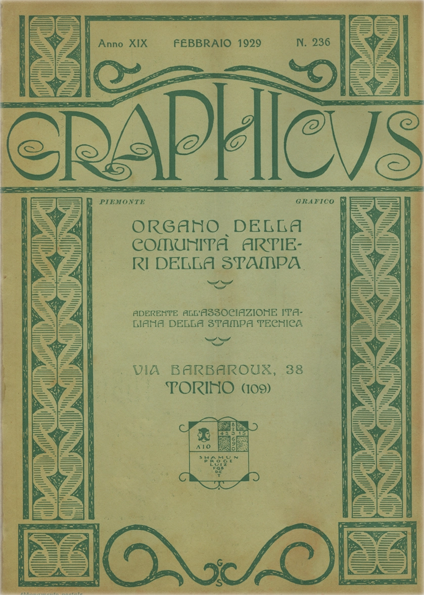 Graphicus – N.2 (1929), Rivista mensile delle arti del libro, Off. Poligrafica Editrice Subalpina O.P.E.S. Rivista italiana storica, fondata nel 1911 con il nome 