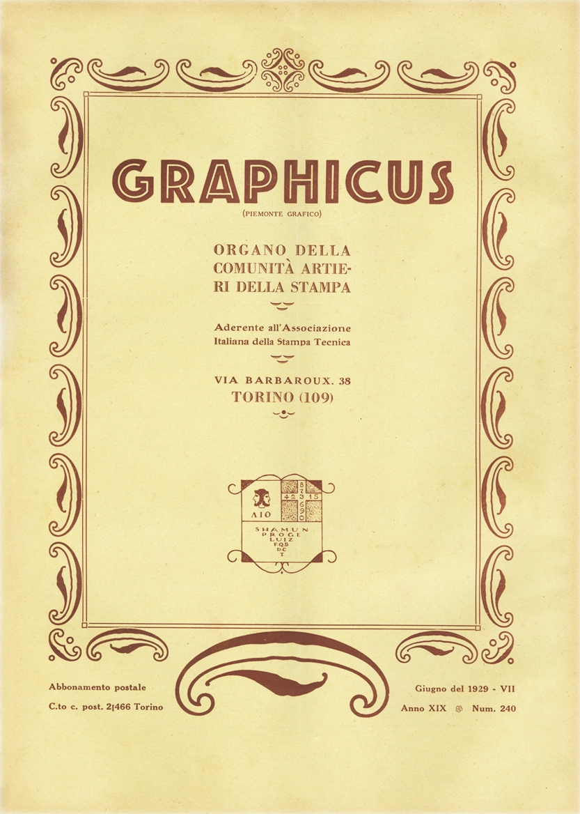 Graphicus – N.6 (1929), Rivista mensile delle arti del libro, Off. Poligrafica Editrice Subalpina O.P.E.S. Rivista italiana storica, fondata nel 1911 con il nome 