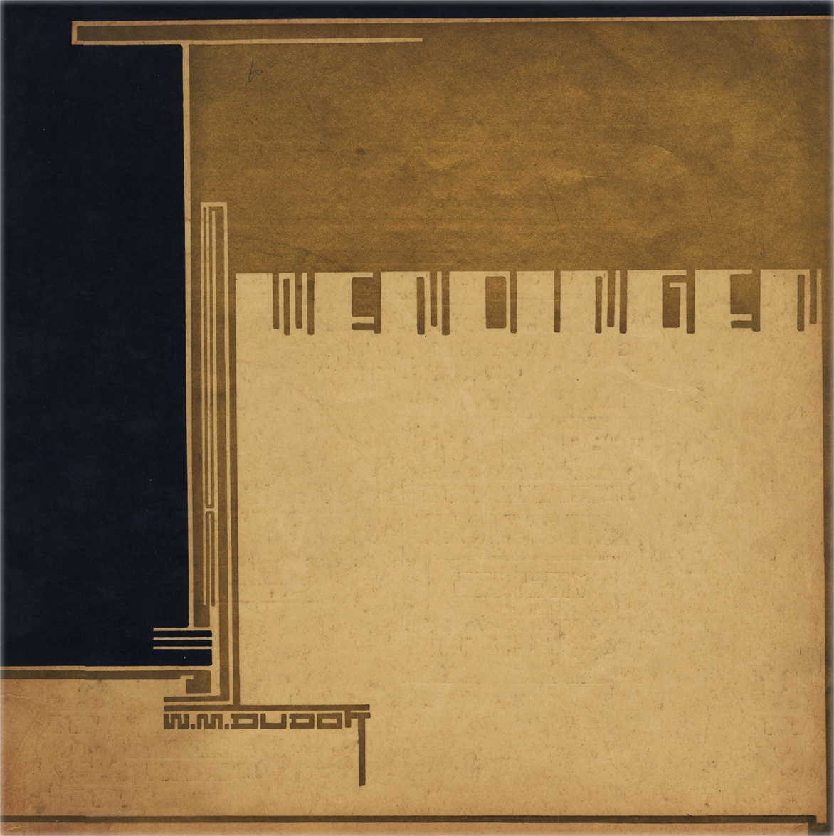 Wendingen 1928 - 1, Nel panorama internazionale delle riviste d’arte e d’architettura apparse nell’arco cronologico della sua pubblicazione, «Wendingen» si distingue per la veste editoriale, improntata ad un esibito carattere di raffinato prodotto artigianale. Il menabò del nuovo periodico illustrato studiato da Wijdeveld, che ne sarà redattore capo fino al 1924 e componente della redazione fino al 1926, presenta come caratteri distintivi il formato pressoché quadrato (33 x 34 cm), la stampa solo sul recto dei fogli poi piegati per formare due pagine, la rilegatura alla giapponese con rafia.