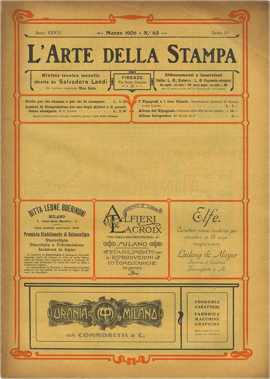 Rivista tecnica mensile di tipografia, litografia, xilografia, Salvadore Landi