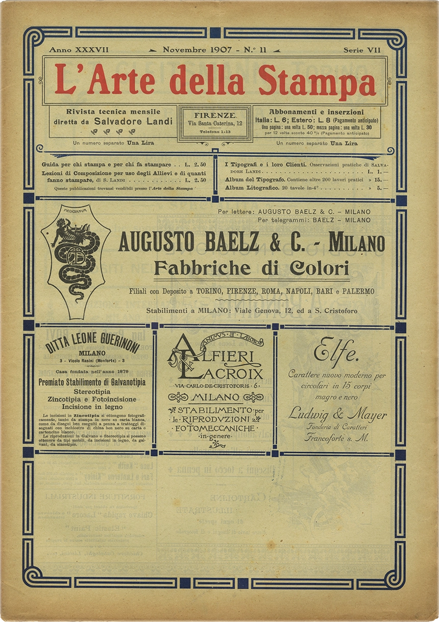 Rivista tecnica mensile di tipografia, litografia, xilografia, Salvadore Landi