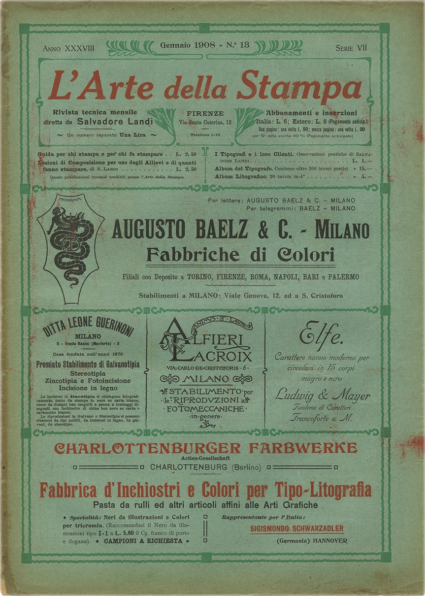 Rivista tecnica mensile di tipografia, litografia, xilografia, Salvadore Landi