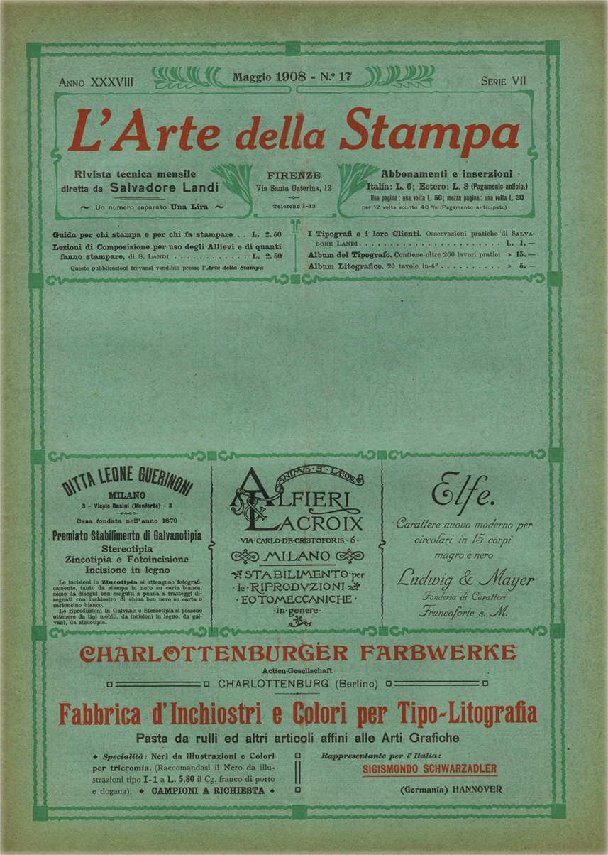 Rivista tecnica mensile di tipografia, litografia, xilografia, Salvadore Landi