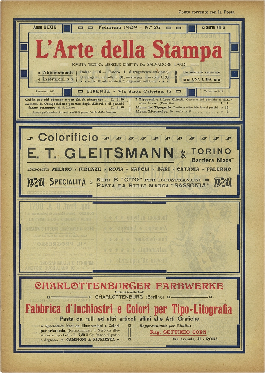 Rivista tecnica mensile di tipografia, litografia, xilografia, Salvadore Landi
