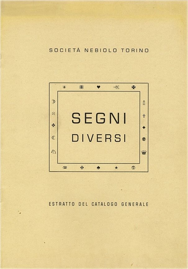 Segni diversi, 1950, il volume presenta una raccolta di segni diversi, come segni algebrici, frecce, segni per calendari, segni astronomici, segni dello zodiaco, segni ferroviari e segni per giochi di carte e per gli scacchi.