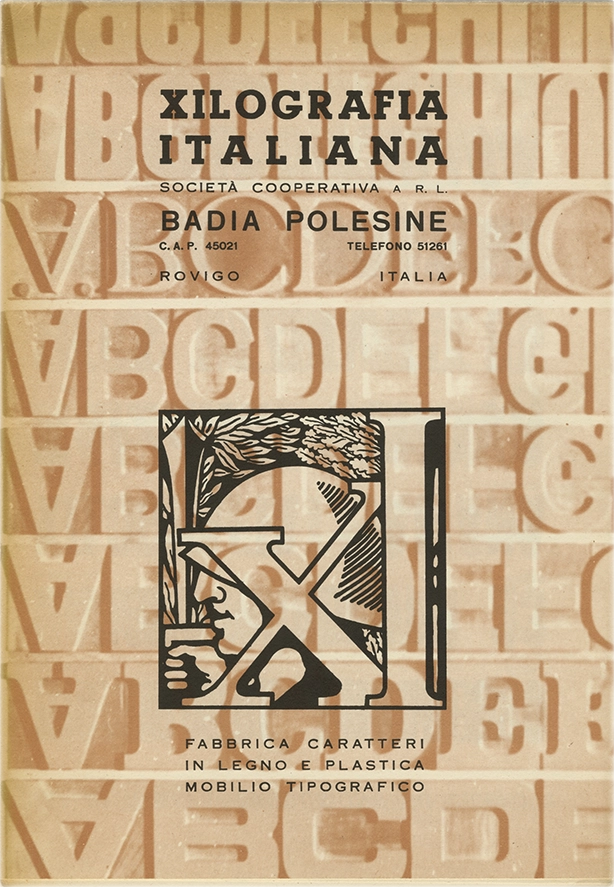 Specimen Xilografia Italiana. Fabbrica caratteri in legno e plastica mobilio tipografico