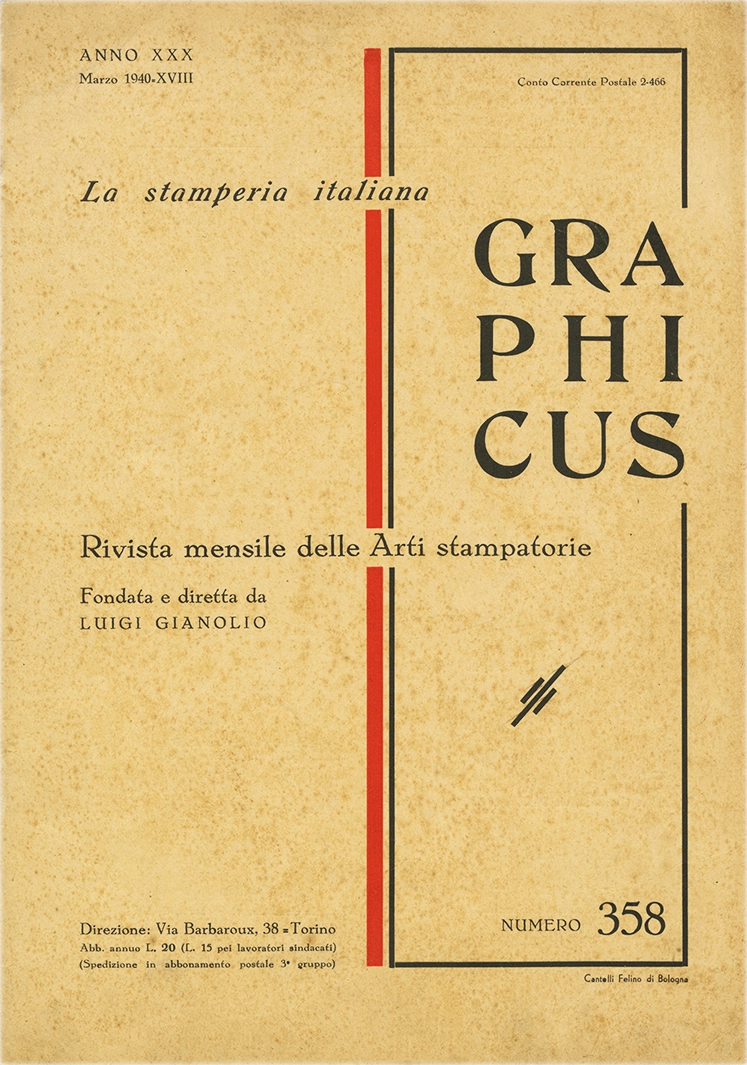 Notiziario grafico. Marzo - Anno XXX - n. 358. 1940. Regia Scuola Tecnica Industriale per le Arti Grafiche Giuseppe Vigliardi